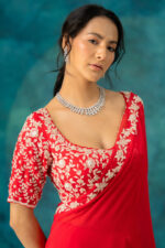 Red Adena Vine Saree - Image 2